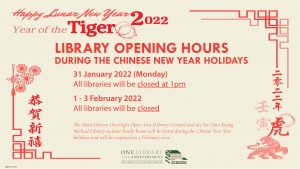 2022 University Libraries Opening Hours during Chinese New Year Holidays
