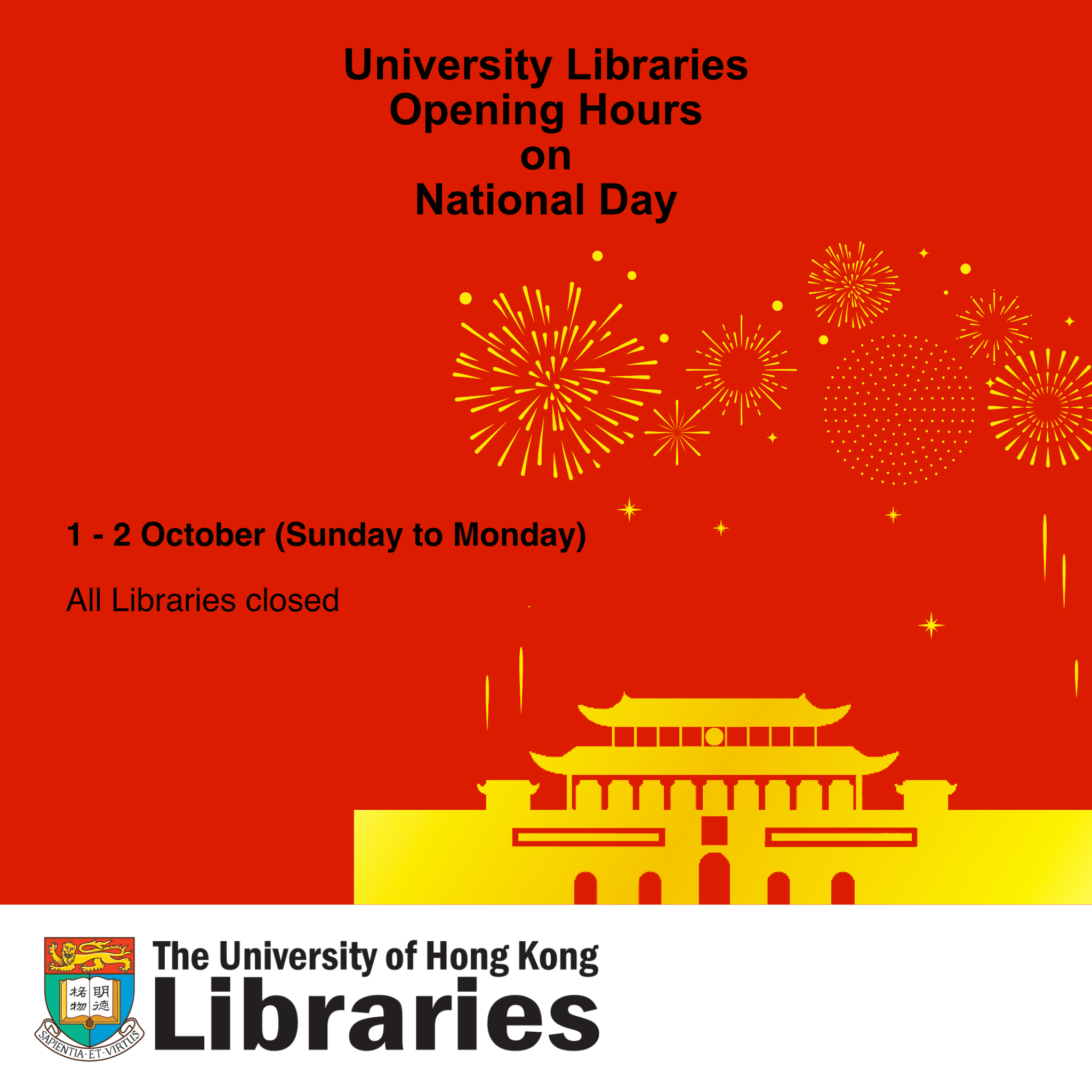 University Libraries Opening Hours on National Day